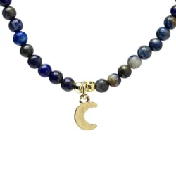 Ogrlica s kristali Lapis Lazuli in obeskom v obliki lune 12587