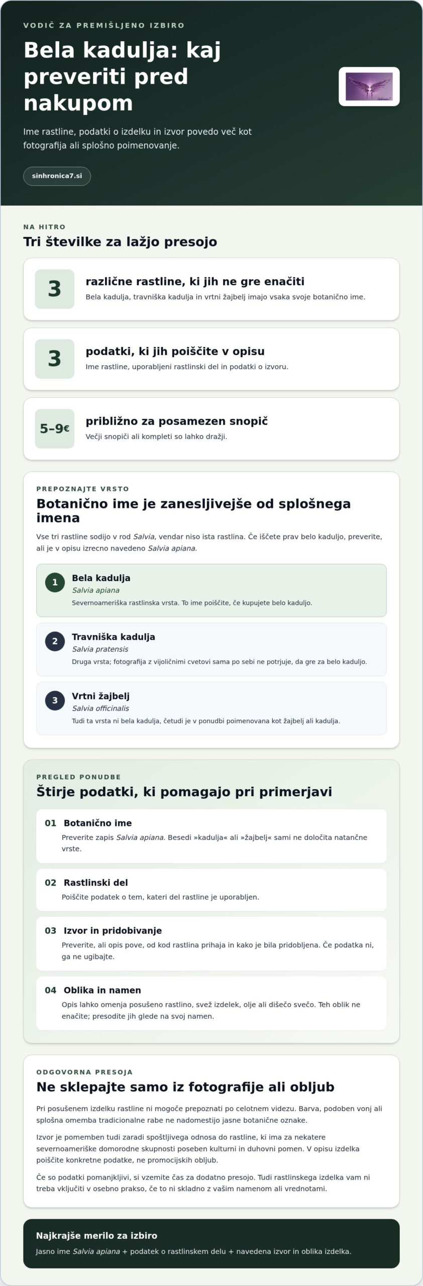 Bela kadulja: kako izbrati in kje jo kupiti v Sloveniji?